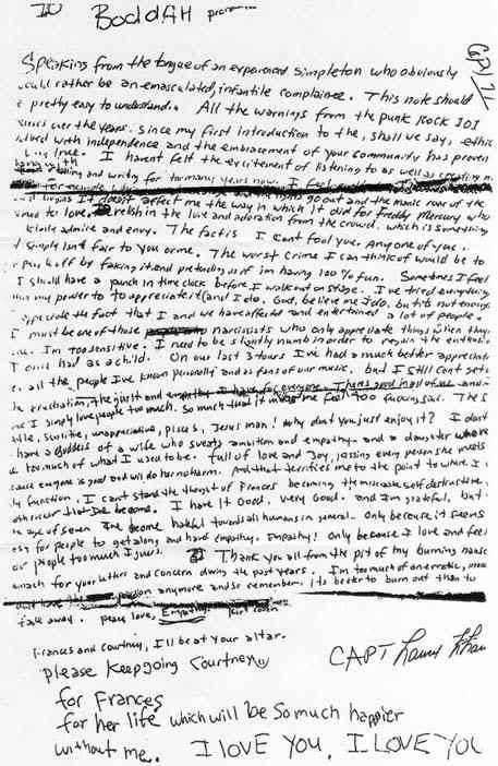Kurt cobain suicide note