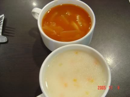 Borsch Soup(Top) and Cream Soup(Bottom)