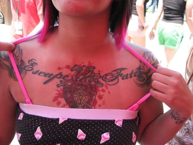 The BIGGEST Escape The Fate fan at the Warped Tour in Utah. Amazing tattoo!