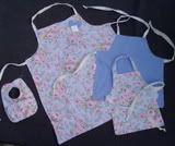 Mommy and Me Rose Aprons and Bib for baby too!