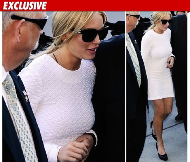 lindsay lohan white dress to court. of Lindsay Lohan#39;s felony