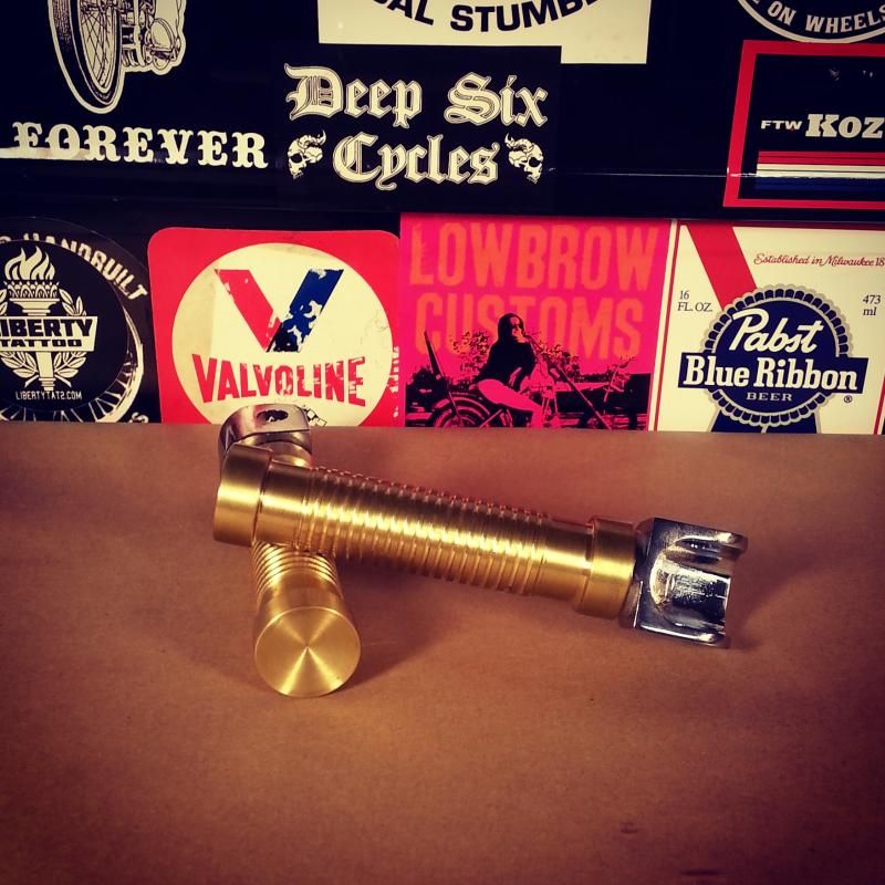 Brass Foot Pegs for Ironhead Sportsters and Shovelheads by Deep Six Cycles photo IMG_20141015_080615_zpsda79c5ce.jpg