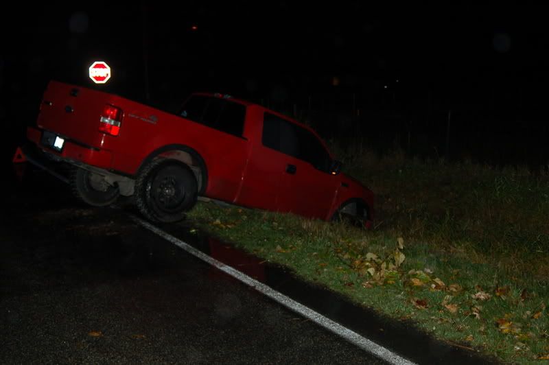 truck in the ditch