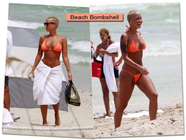 amber rose and kanye west at the beach. Amber Rose was caught by the