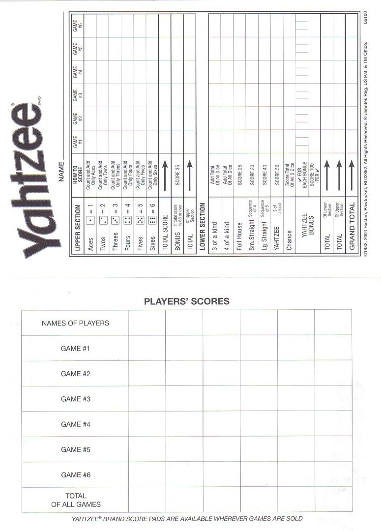 How can you make Yahtzee score sheets?