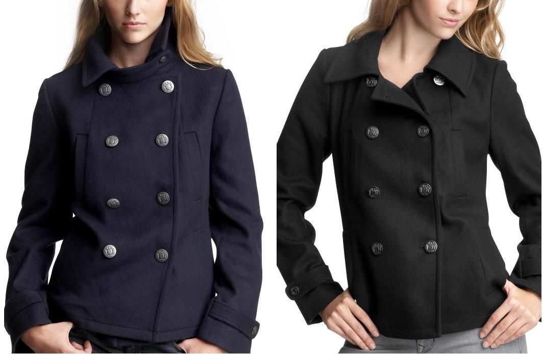 Navy Wool Pea Coat Womens Down Coat GAP WOMENS PEA COAT XS,S,M,L,XL,XXL - - Navy Wool Pea Coat Womens Down Coat