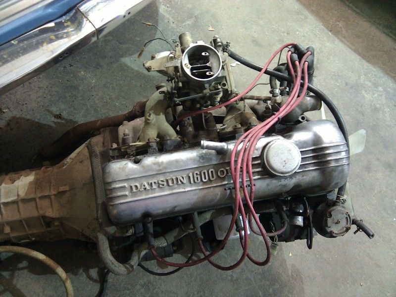 Blown L16 engine, 510 crossmember w/ mounts, 510 hubcaps. Datsun