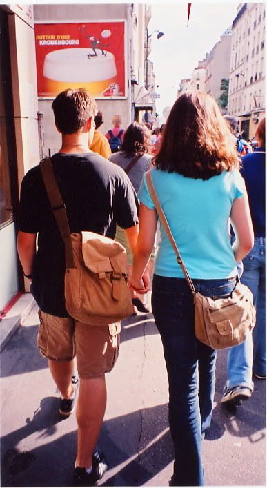 Tim and I walking down the street. I love it when people stalk me and take pictures behind my back...it\'s like having my own personal paparazzi. Pictures, Images and Photos