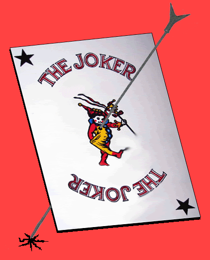 Joker card with Arrow piercing it