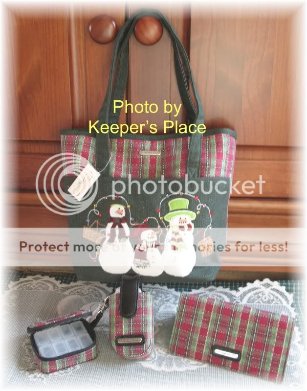 LONGABERGER HOLIDAY PLAID 4 PC SET BAG CELL CASE PILL CASE & CHECKBOOK 