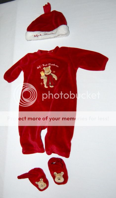 CLASSIC POOH INFANT CHRISTMAS OUTFIT ROMPER BABY BOY GIRL NEWBORN 0 3 