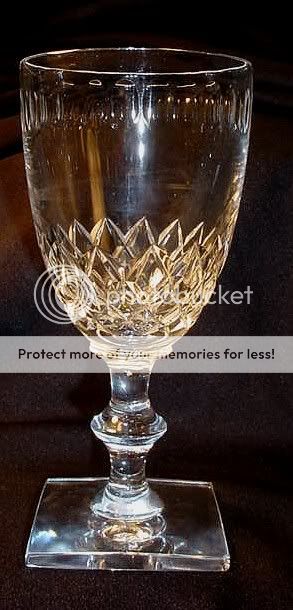 WATER GOBLET WICKHAM HAWKES CUT GLASS square base  