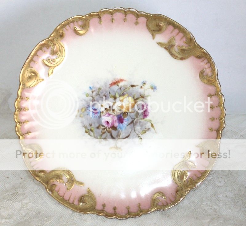 Antique French Hand Painted Pink Floral Limoges Ca