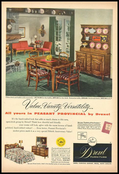 1953 Vintage Ad for Drexel Furniture