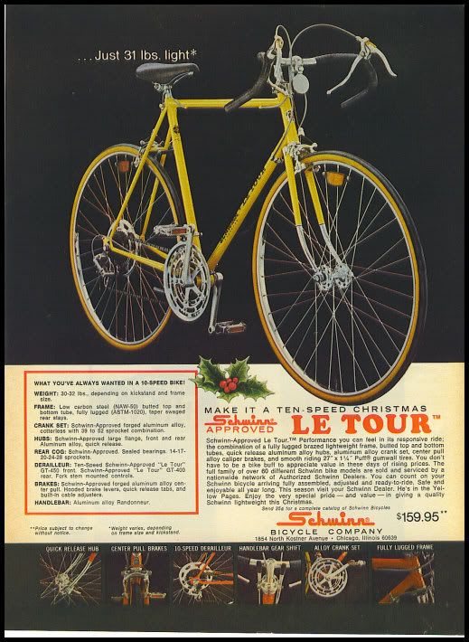 1974 vintage ad for Scwinn Le Tour Bicycle  33  