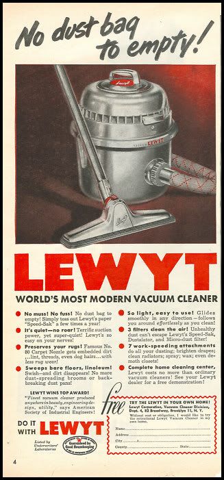 1951 vintage ad for Lewyt Vacuum Cleaners  1132  