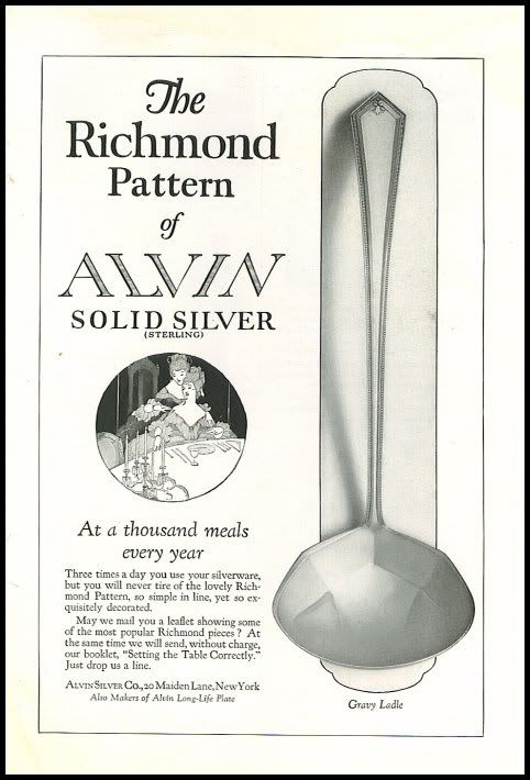 1920s Vintage Ad for Alvin Silverware Richmond Pattern