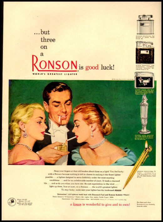 1950 vintage ad for Ronson Lighters  219  