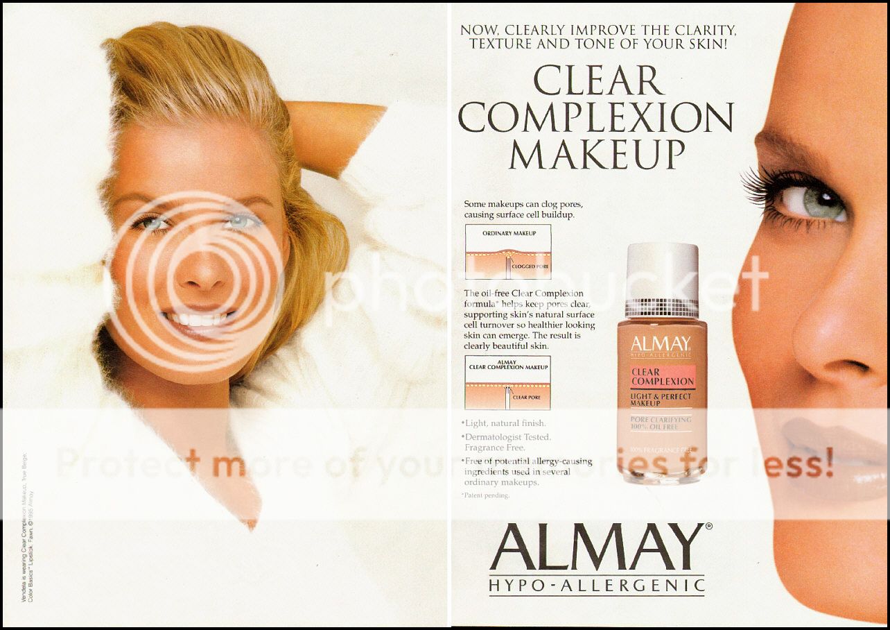 1995 cosmetic ad for Almay Clear Complexion Makeup -061112 | eBay