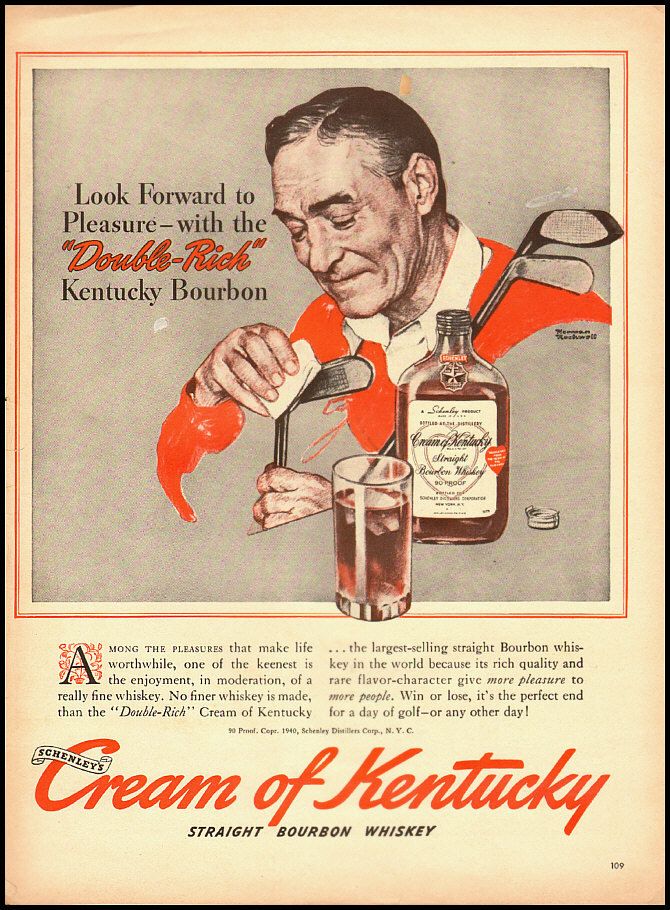 1940 vintage whiskey ad, Cream of Kentucky Bourbon, Norman Rockwell art ...