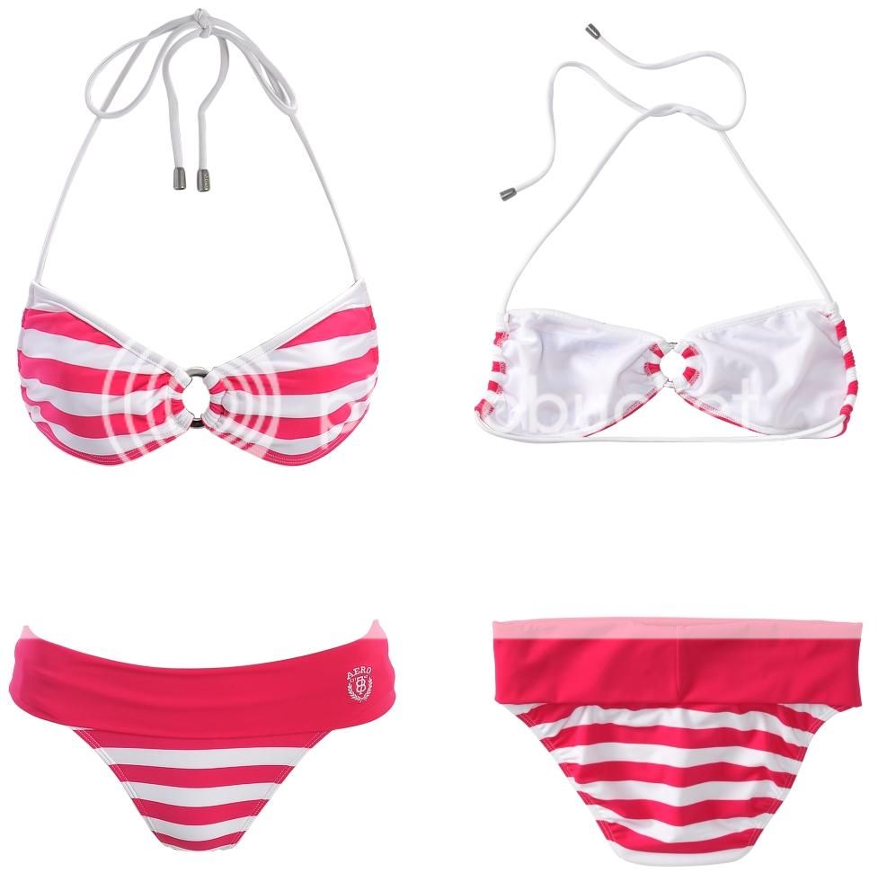  AEO logo PINK SPARKLE striped Halter top Bikini Swimsuit XS,S,M,L,XL