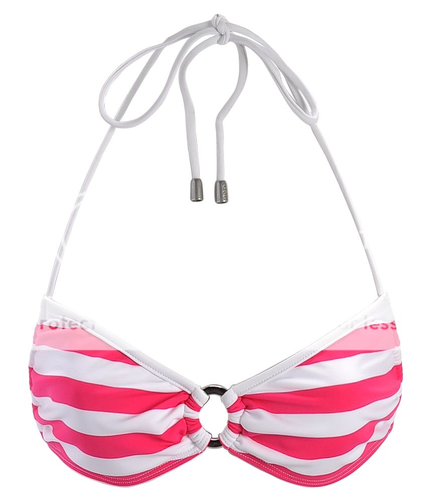 Aeropostale AEO logo PINK SPARKLE striped Halter top Bikini Swimsuit 